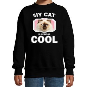 Rag doll katten trui / sweater my cat is serious cool zwart voor kinderen