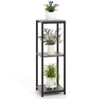 3-Laags Hoge Metalen Plantenstandaard Hoekplantenhouder met Metalen Frame Anti-Tip Vrijstaande Plank voor Balkon