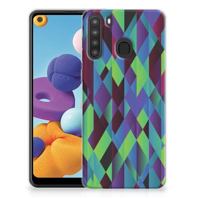 Samsung Galaxy A21 | TPU Hoesje | Abstract Green Blue