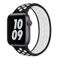 Solo Loop Sportbandje - Maat: M - Zwart + Wit - Geschikt voor Apple Watch 42mm / 44mm / 45mm / 49mm