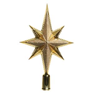 Kerstboom piek - ster vorm - goud - kunststof - 25,5 cm - kerstpiek