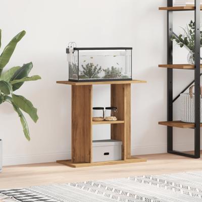 Aquariumstandaard 60x30x60cm bewerkt hout artisanaal eikenkleur