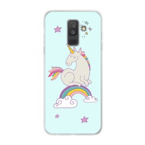 Regenboog eenhoorn: Samsung Galaxy A6 Plus (2018) Transparant Hoesje