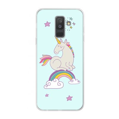 Regenboog eenhoorn: Samsung Galaxy A6 Plus (2018) Transparant Hoesje