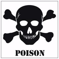 Gif - 5x - Poison - waarschuwing gevaren sticker - wit - 10 x 10 cm - Halloween en horror thema