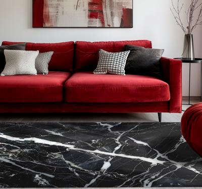Witte tinten marmer vinyl tapijt zwart