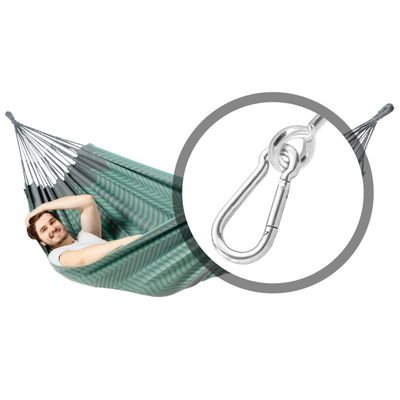 Tweepersoons hangmat met bevestiging - 350x160cm - Groen - 160kg draagkracht- 100% katoen - binnen & buiten
