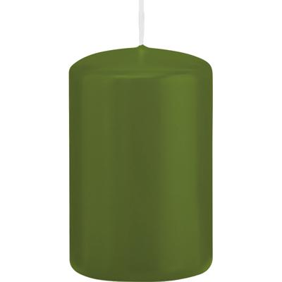 Cilinderkaars/stompkaars - olijfgroen - 5 x 8 cm - 18 branduren