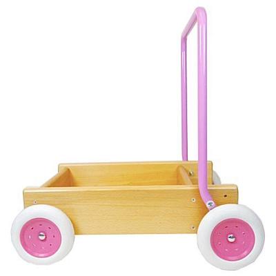 Van Bueren houten duwwagen met leren lopen stand naturel