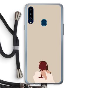 I drink wine: Samsung Galaxy A20s Transparant Hoesje met koord