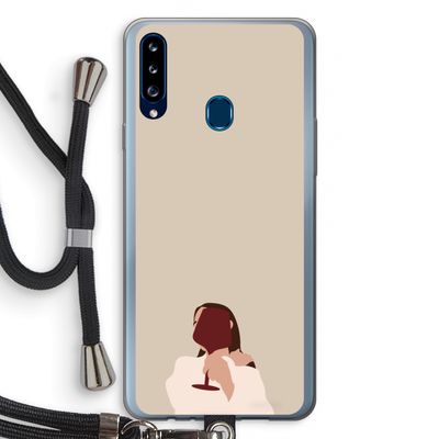 I drink wine: Samsung Galaxy A20s Transparant Hoesje met koord
