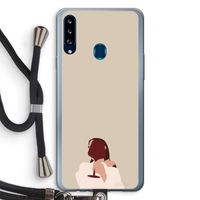 I drink wine: Samsung Galaxy A20s Transparant Hoesje met koord