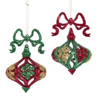 Orn.plc met strik rood/groen l11cm - Kurt s adler
