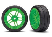 Traxxas - Tires and wheels, assembled, glued (split-spoke green wheels, 1.9" Response tires) (front) (2) (VXL rated) (TRX-8373G)