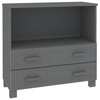 The Living Store HAMAR Dressoir - 85 x 35 x 80 cm - Massief grenenhout - Donkergrijs - thumbnail