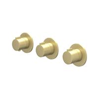 Afbouwdeel IVY Pact Inbouwthermostaat 2 Stopkranen Symmetry Met Ronde Rozetten Geborsteld Mat Goud PVD IVY