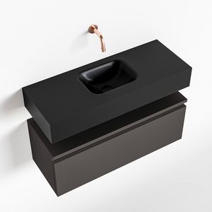 Toiletmeubel Mondiaz Andor | 80 cm | Meubelkleur Dark grey | Lex vrijhangend wastafel Urban Midden | Zonder kraangat