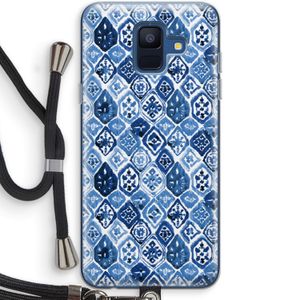 Blauw motief: Samsung Galaxy A6 (2018) Transparant Hoesje met koord