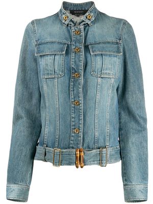 Gucci Pre-Owned veste crop en jean - Bleu
