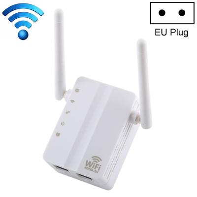 300Mbps Wireless-N Range Extender WiFi repeater signaal booster netwerk router met 2 externe antenne EU stekker (wit)