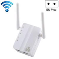 300Mbps Wireless-N Range Extender WiFi repeater signaal booster netwerk router met 2 externe antenne EU stekker (wit)