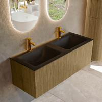 Badmeubel Mondiaz Kurve | 120 cm cm | Meubelkleur Dusk | Wastafelkleur Urban | Solid surface | Wasbak beiden zijden spoelbak | 2 kraangaten