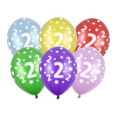 Verjaardag feest ballon - leeftijd 2 jaar - 6x stuks - ballonnen met sterretjes