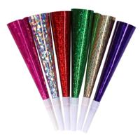 Feest/party blaas toeters - set 48x stuks - metallic papier - 23 cm - feestartikelen verjaardag