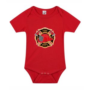 Brandweer embleem verkleed/cadeau baby rompertje rood jongen/meisje