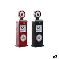 Tafelklok DKD Home Decor Rood Marineblauw Benzine Vintage gasolinera (2 Stuks)