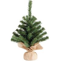 Everlands Mini kerstboom/kunstboom - groen - 45 cm - in jute zak   -