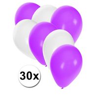 Ballonnen wit en paars 30x - thumbnail