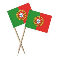 Portugal vlaggetjes mini prikkers - 100x stuks - 8 cm - Landen decoratie - papier - cocktailprikkers