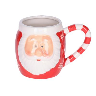 Kerst mok - kerstman - 8 x 11 cm - keramiek - 400 ml - beker - koffiemok/theemok