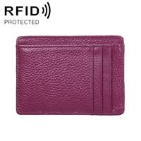 KB37 Antimagnetic RFID Litchi Texture Leather Card Holder Wallet Billfold for Men and Women (Purple)
