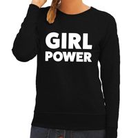 Girl Power tekst sweater zwart voor dames - thumbnail