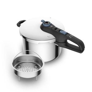 Tefal Snelkookpan 6 l, Inductie, Roestvrijstaal, 2 programma's, Stoomkoken, Made in France, Secure Trendy P2580700