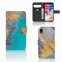 Apple iPhone Xr Bookcase Marble Blue Gold - thumbnail