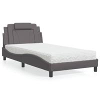 Bed met matras kunstleer grijs 100x200 cm