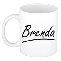 Naam cadeau mok / beker Brenda met sierlijke letters 300 ml - thumbnail