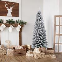 Kunstmatige Kerstboom Potlood 150 cm Dennenboom met Sneeuw Groen