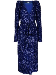 ROTATE BIRGER CHRISTENSEN robe portefeuille mi-longue à sequins - Bleu