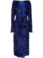 ROTATE BIRGER CHRISTENSEN robe portefeuille mi-longue à sequins - Bleu - thumbnail