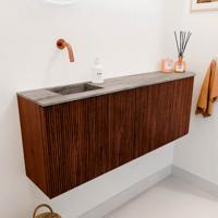 Toiletmeubel Mondiaz Joya Dlux | 111.6 cm | Meubelkleur Ruby | Faye wastafel Oza Wasbak Links | Zonder kraangat(en)
