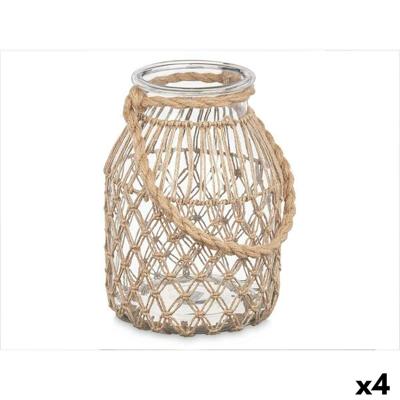 Kaarshouder Gift Decor Transparant Natuurlijk Glas Touw 20 x 30 cm 20 x 30 x 20 cm Tin (4 Stuks)