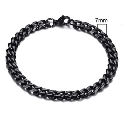 Stalen heren armband LGT JWLS Gourmet schakel Zwart 7mm-18cm