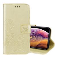 Rose reliëf horizontale Flip PU lederen draagtas voor iPhone XS Max met houder & kaartsleuven & portemonnee (goud)