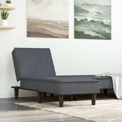 Chaise longue fluweel donkergrijs