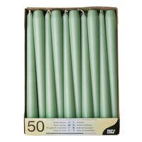 50x stuks dinerkaarsen jade groen 25 cm   -