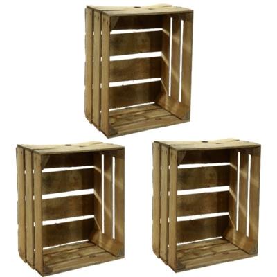 Fruitkist - 3x - gebruikt - decoratie en opbergkist - 30 x 40 x 50 cm - hout